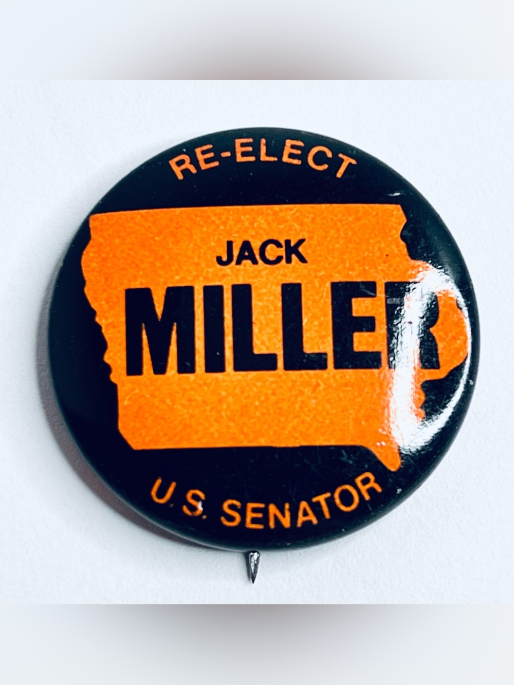Vintage Jack Miller Iowa US Senator Re-Elect Campaign Pinback Button